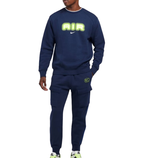 Nike Air Fleece férfi pulóver kék-neon hm0177-410 Nike Air Fleece férfi pulóver kék-neon hm0177-410