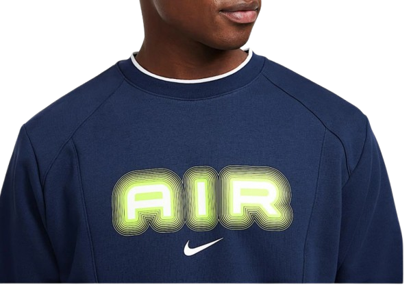 Nike Air Fleece férfi pulóver kék-neon hm0177-410 Nike Air Fleece férfi pulóver kék-neon hm0177-410
